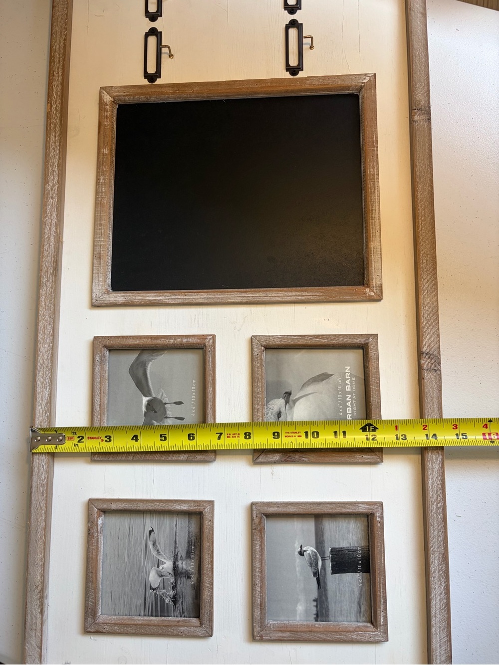 Urban Barn Wall Organizer Chalkboard Photo Frame Key Hooks Farmhouse Rustic New - Picture 9 of 10